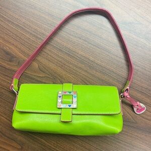 Dooney & Bourke Vintage Lime Green and Pink Y2K Leather Purse